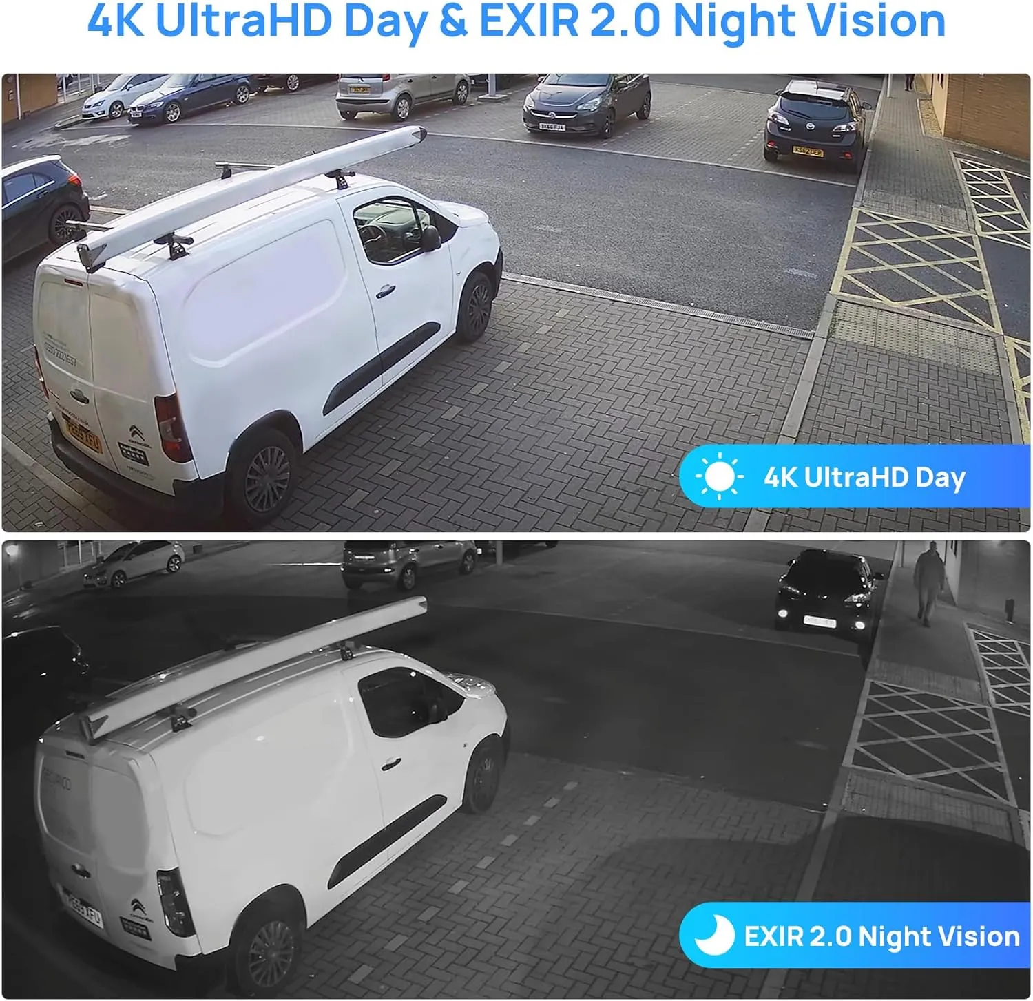 VIKYLIN 4K 8MP PoE IP Camera Outdoor, 4K PoE Turret Camera with Human Vehicle Detection,2.8mm Lens, 98ft EXIR2.0 Night Vision,Built-in Mic, WDR,IP67 Weatherproof, Plug & Play,Blue Iris, NDAA Compliant