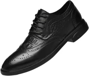 Vintage Carved Brogues Oxfords Shoes for Men, Comfortable Social Leather Shoes, Italian Style Luxury Breathable Dress Classic Formal Business