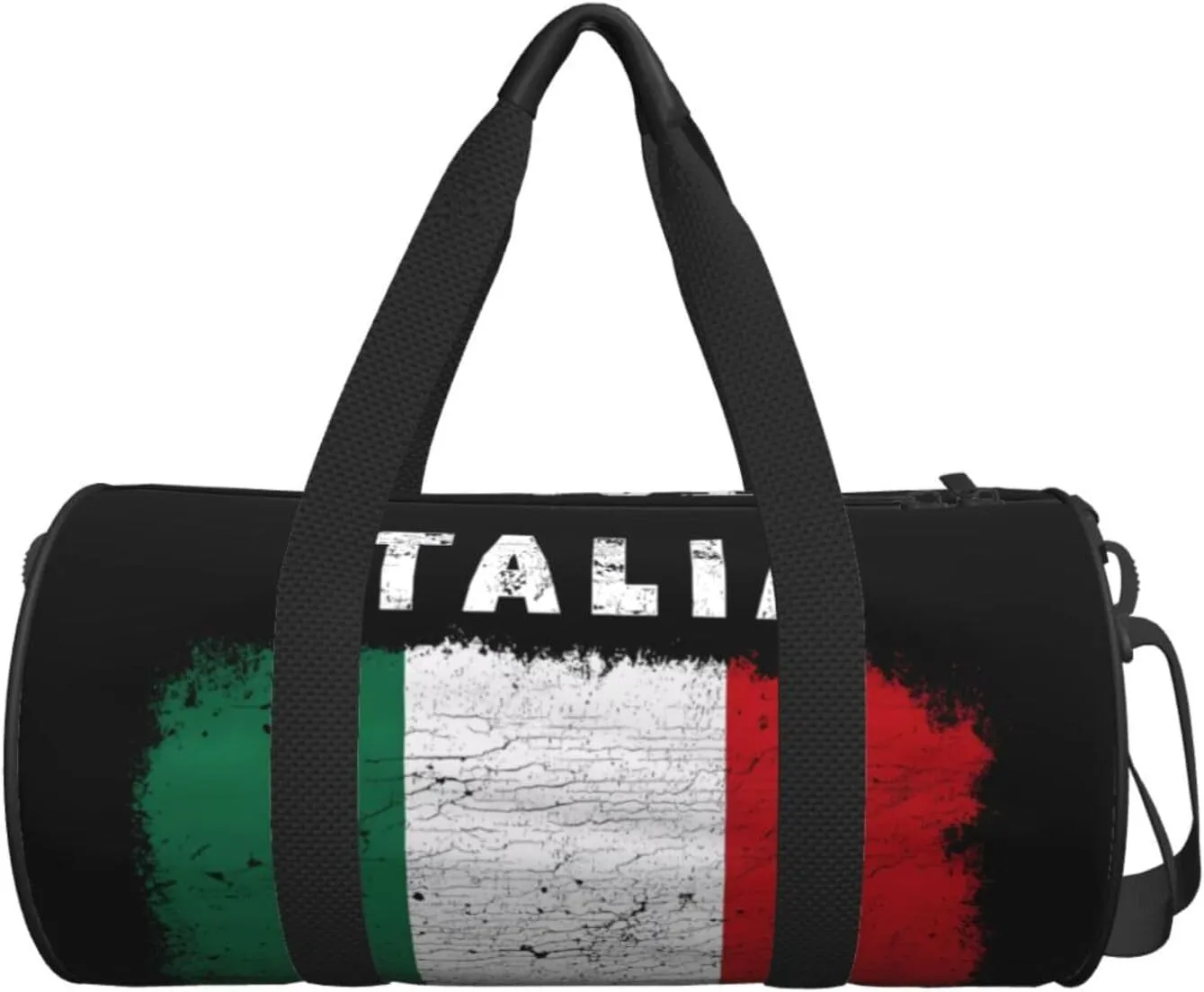Vintage Italy Italia Italian Flag Round Travel Duffel Bag Large Capacity Gym Sports Bags for Hiking Vacation Trips