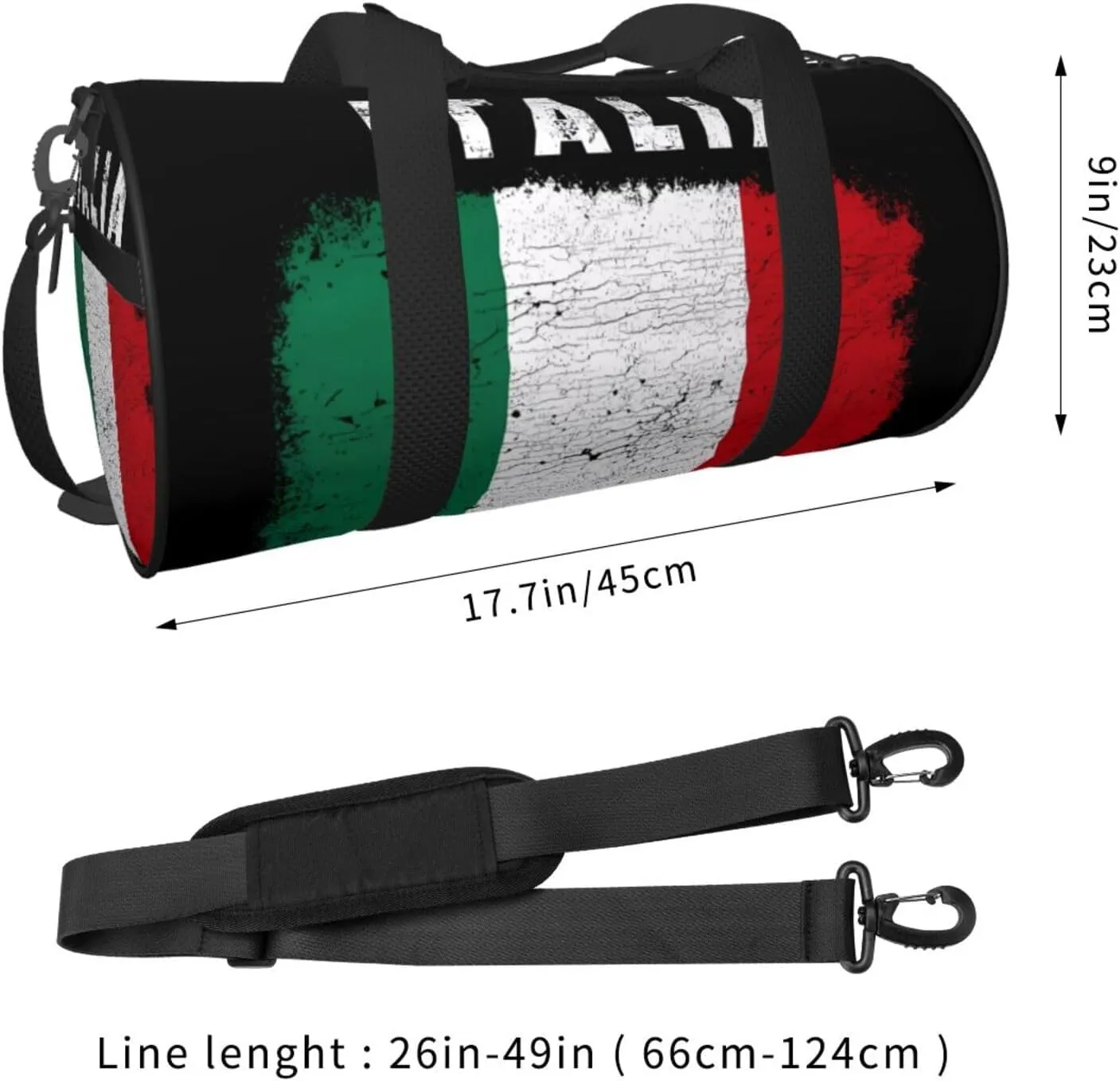 Vintage Italy Italia Italian Flag Round Travel Duffel Bag Large Capacity Gym Sports Bags for Hiking Vacation Trips