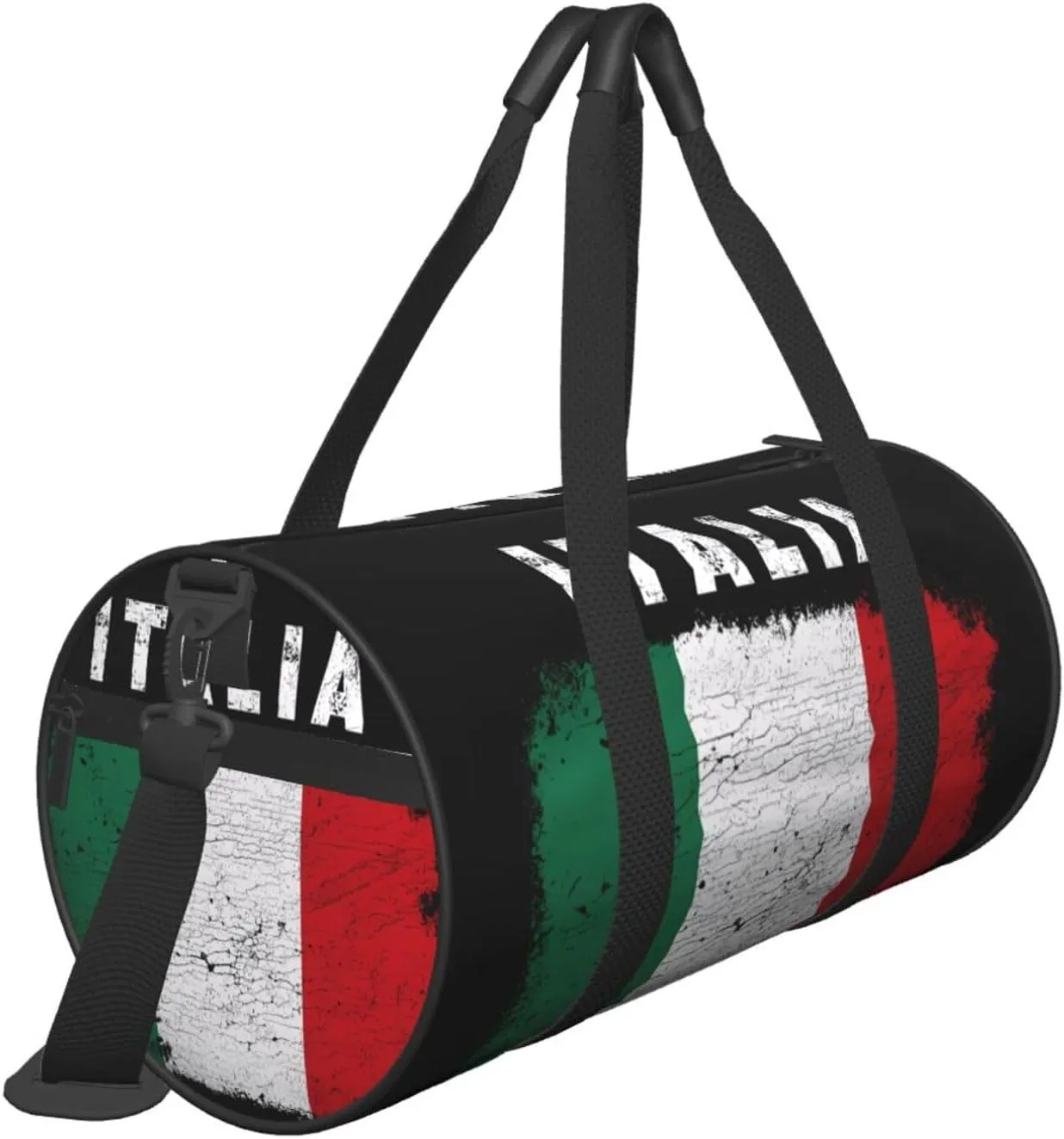 Vintage Italy Italia Italian Flag Round Travel Duffel Bag Large Capacity Gym Sports Bags for Hiking Vacation Trips