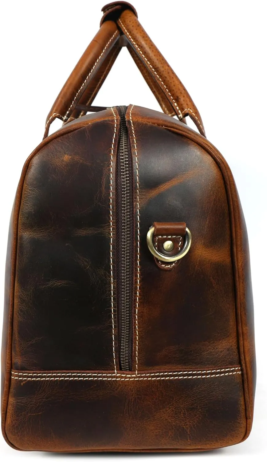 Vintage Leather Duffel Bag for Men | Weekender & Overnight Travel Bag Durable Carry-On with Adjustable Strap Handmade Duffle for Gym, Business & Adventure - 20 Inches (Russet Brown)
