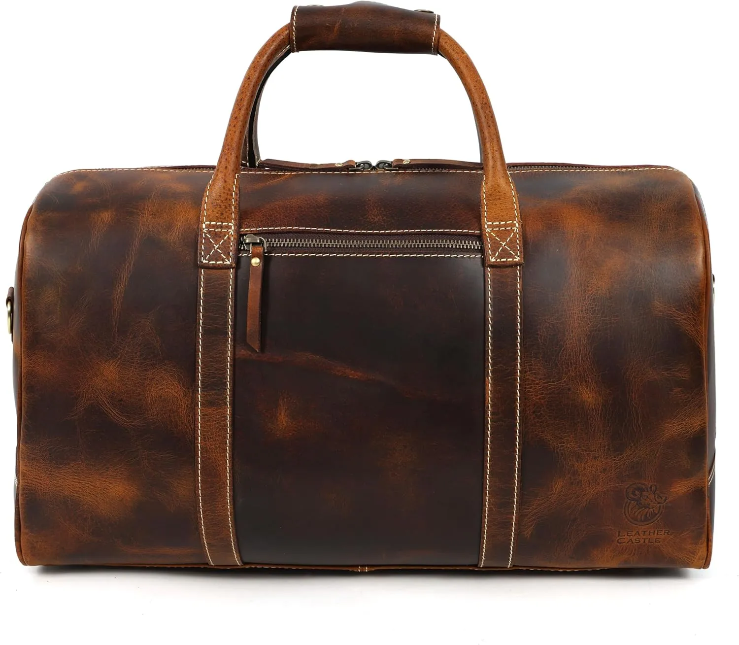 Vintage Leather Duffel Bag for Men | Weekender & Overnight Travel Bag Durable Carry-On with Adjustable Strap Handmade Duffle for Gym, Business & Adventure - 20 Inches (Russet Brown)