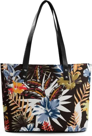 Vintage Tropical Colorful Print Hobo Handbags With Zipper Large Capacity Satchel Tote Bag Shoulder Bag