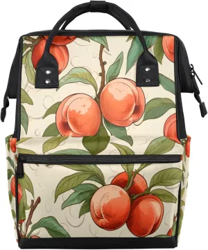 Vintage Watercolor Peaches Diaper Bag Mommy Bags With Adjustable Shoulder Strap Waterproof Multifunction Shoulder Bag Travel Large Capacity Backpack for Moms And Dads