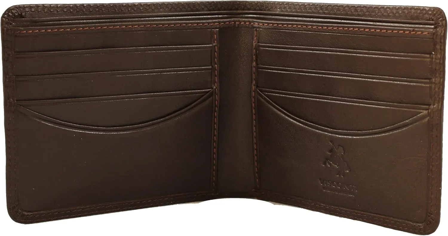 Visconti HT8 Soft Thin Leather Business/Credit Card Holder Wallet (Brown)