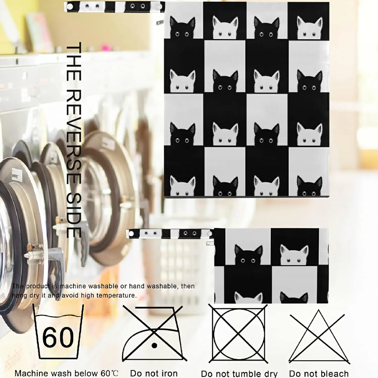 visesunny Funny Black White Cat Grid 2Pcs Wet Bag with Zippered Pockets Washable Reusable Roomy Diaper Bag for Travel,Beach,Daycare,Stroller,Diapers,Dirty Gym Clothes,Wet Swimsuits,Toiletries