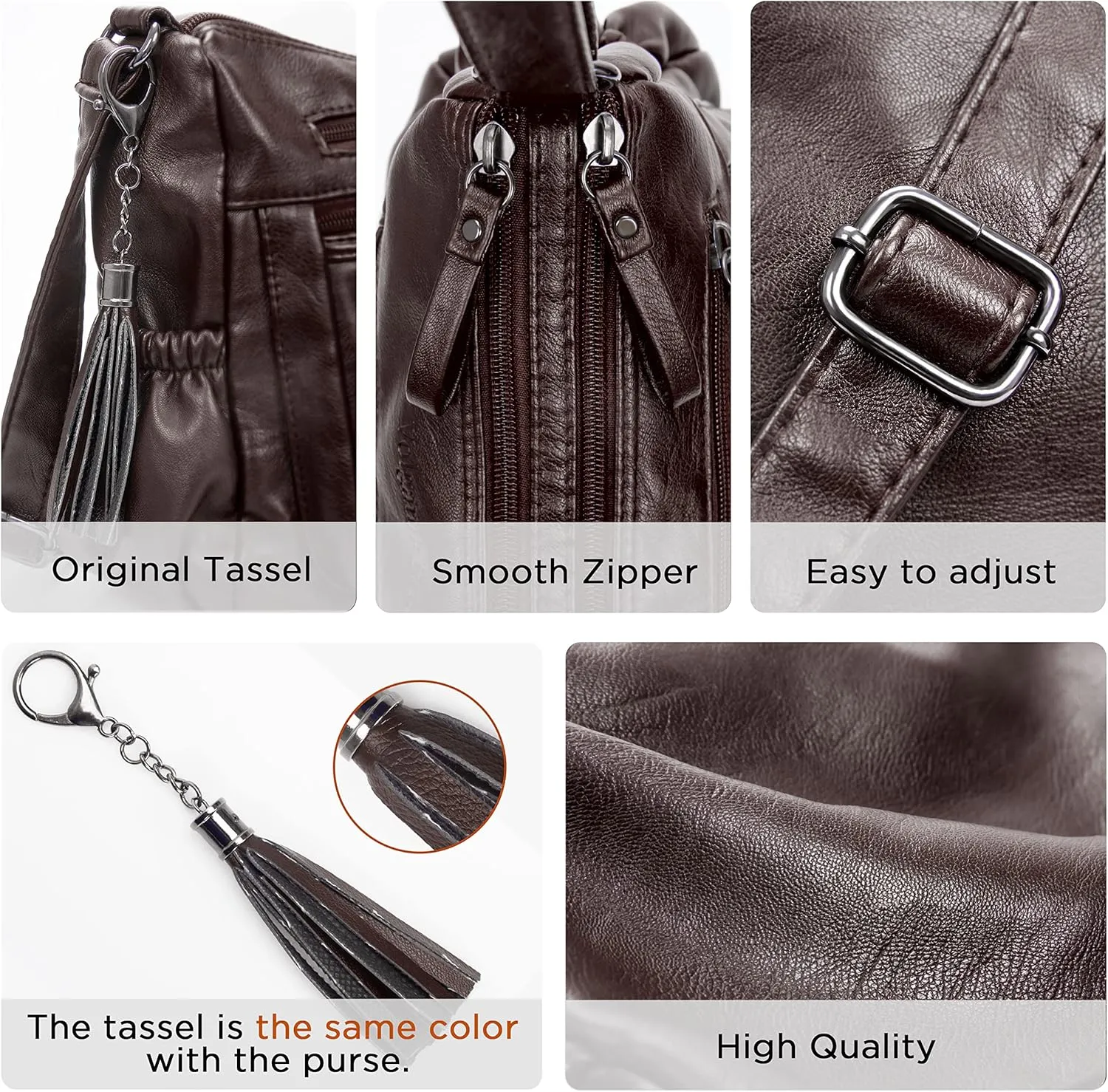 VOLGANIK ROCK Crossbody Bag for Women with Tassel Ladies Soft PU leather Purses and Handbag Pocketbooks