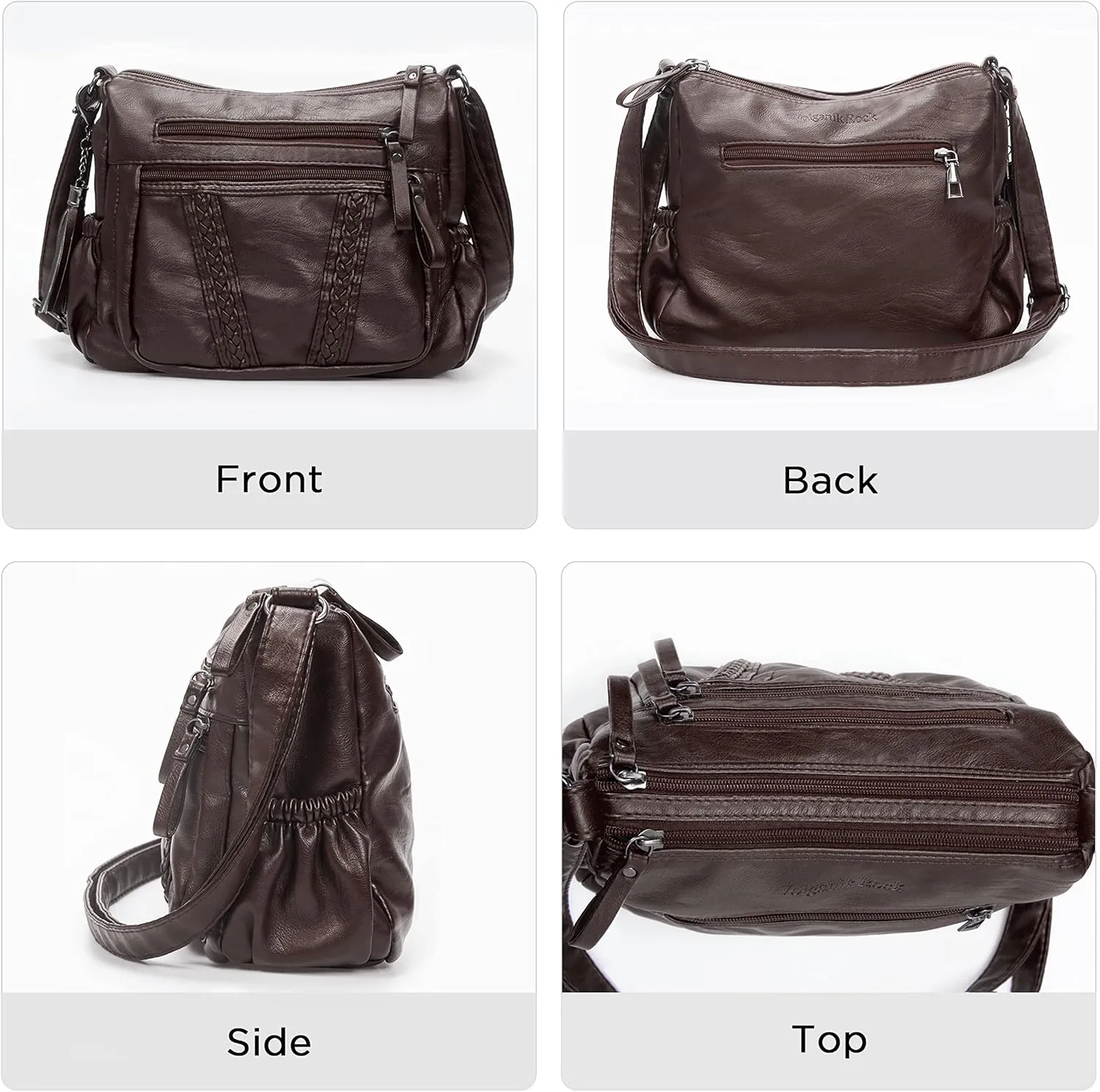 VOLGANIK ROCK Crossbody Bag for Women with Tassel Ladies Soft PU leather Purses and Handbag Pocketbooks