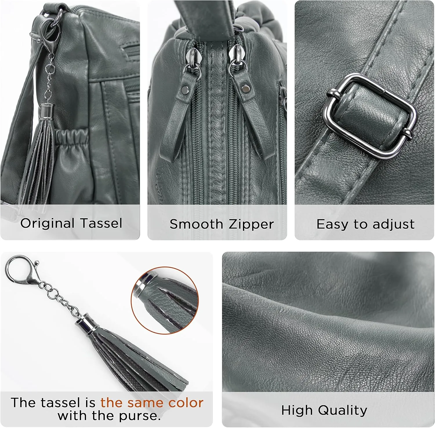 VOLGANIK ROCK Crossbody Bag for Women with Tassel Ladies Soft PU leather Purses and Handbag Pocketbooks