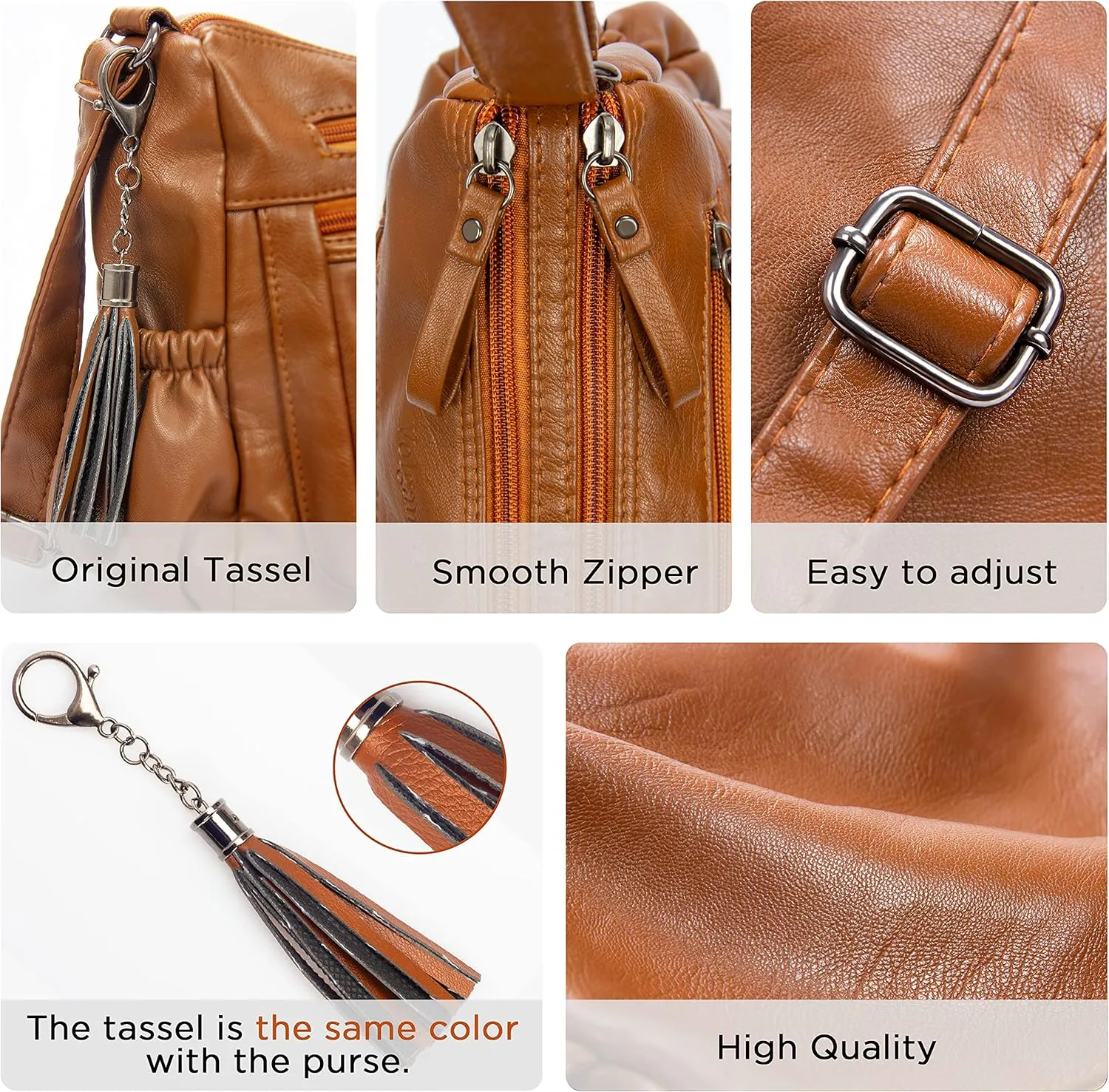 VOLGANIK ROCK Crossbody Bag for Women with Tassel Ladies Soft PU leather Purses and Handbag Pocketbooks