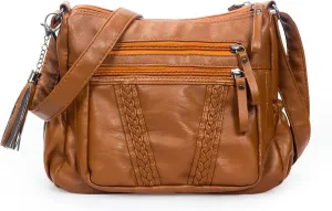 VOLGANIK ROCK Crossbody Bag for Women with Tassel Ladies Soft PU leather Purses and Handbag Pocketbooks