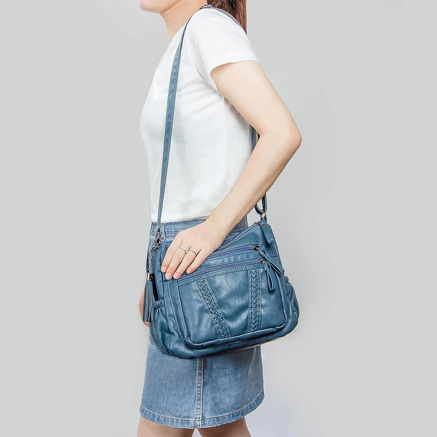 VOLGANIK ROCK Crossbody Bag for Women with Tassel Ladies Soft PU leather Purses and Handbag Pocketbooks