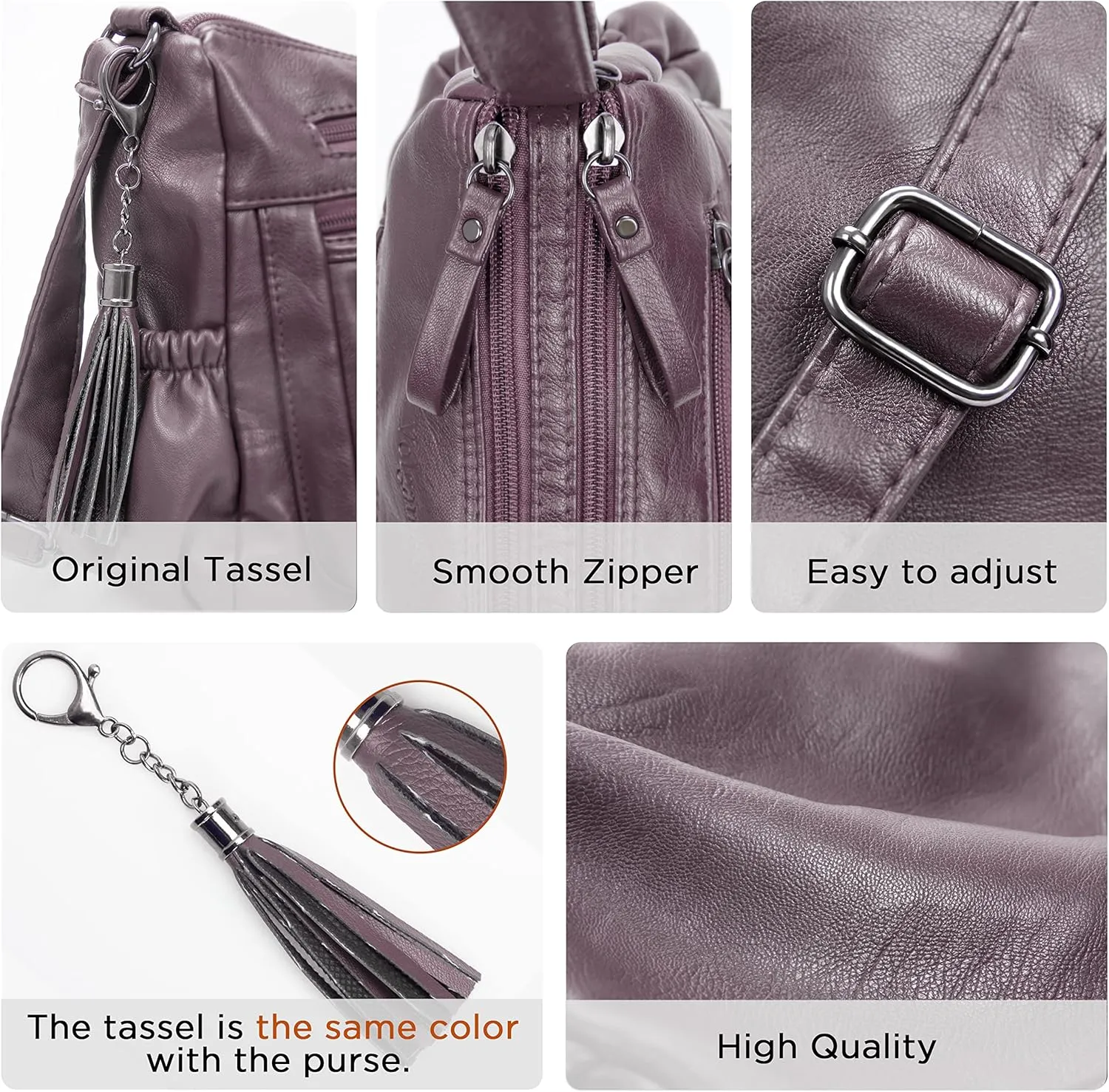VOLGANIK ROCK Crossbody Bag for Women with Tassel Ladies Soft PU leather Purses and Handbag Pocketbooks