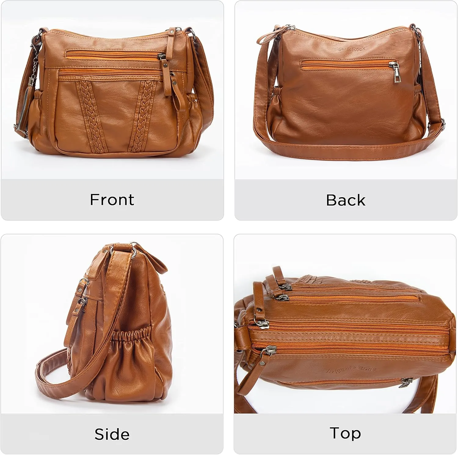 VOLGANIK ROCK Crossbody Bag for Women with Tassel Ladies Soft PU leather Purses and Handbag Pocketbooks