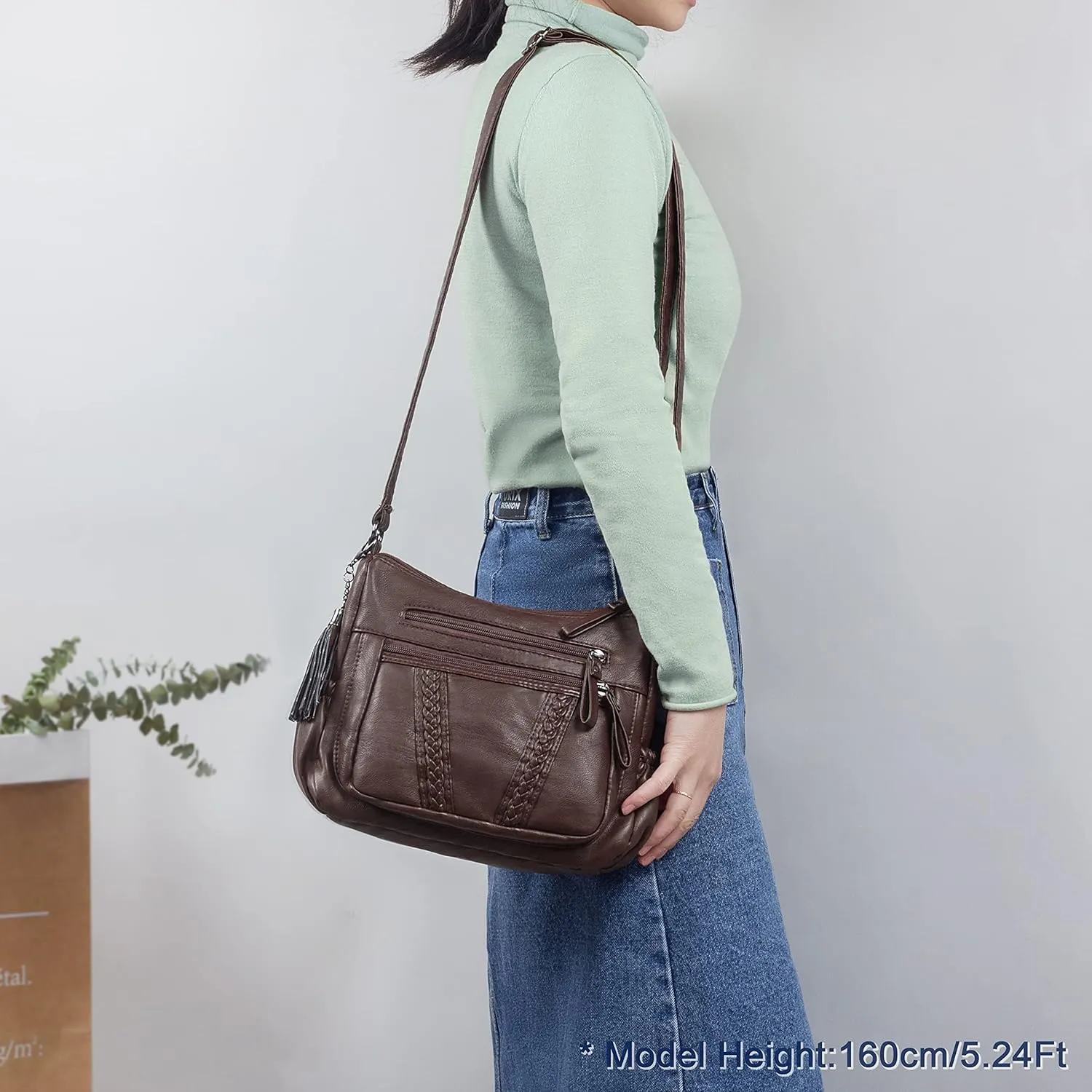 VOLGANIK ROCK Crossbody Bag for Women with Tassel Ladies Soft PU leather Purses and Handbag Pocketbooks