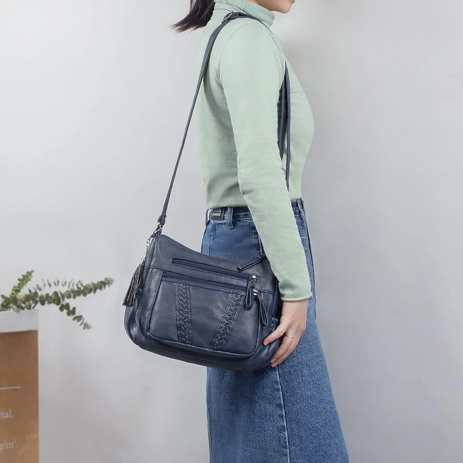 VOLGANIK ROCK Crossbody Bag for Women with Tassel Ladies Soft PU leather Purses and Handbag Pocketbooks