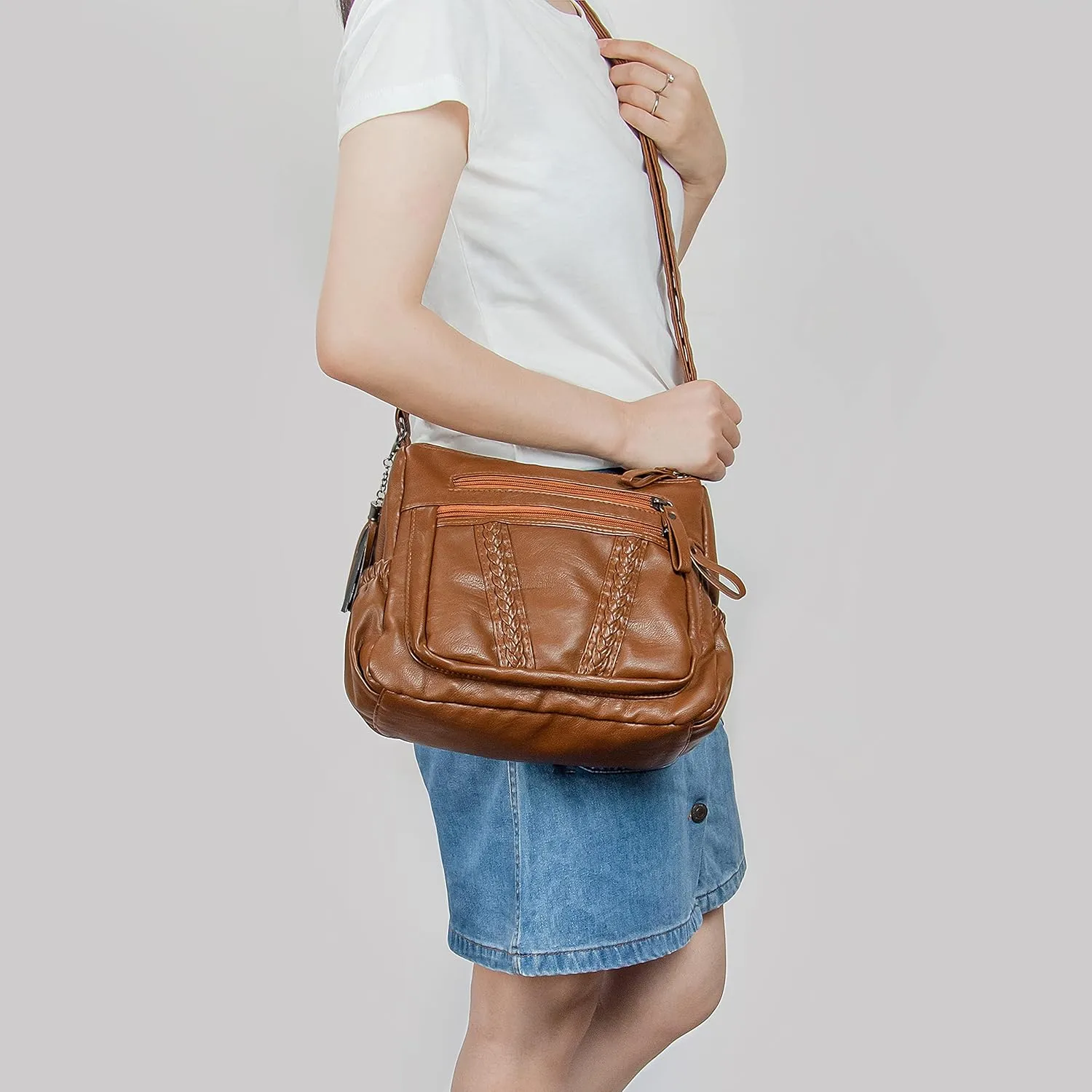 VOLGANIK ROCK Crossbody Bag for Women with Tassel Ladies Soft PU leather Purses and Handbag Pocketbooks