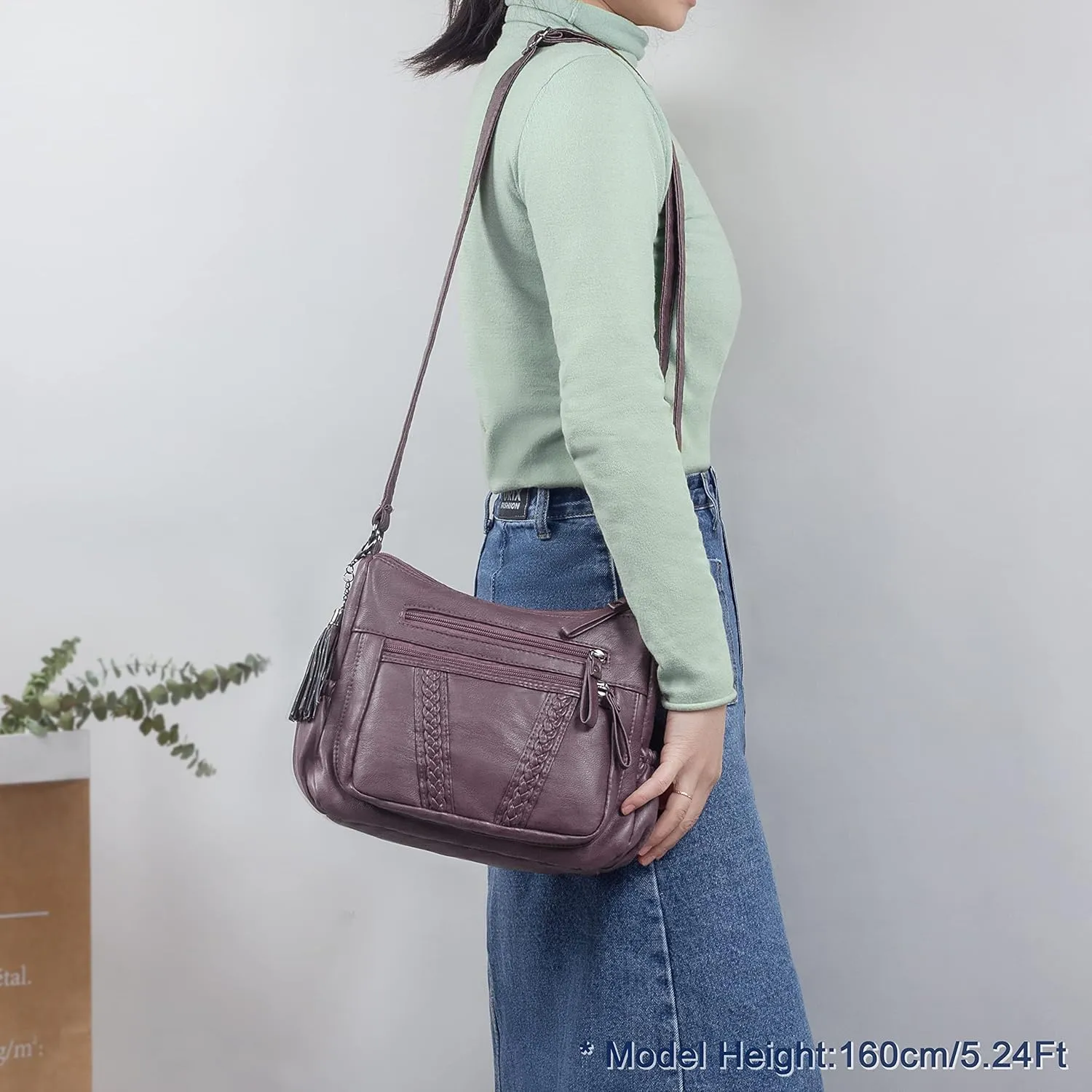 VOLGANIK ROCK Crossbody Bag for Women with Tassel Ladies Soft PU leather Purses and Handbag Pocketbooks