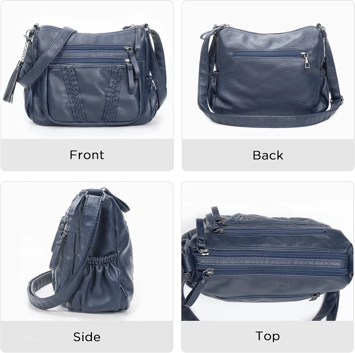 VOLGANIK ROCK Crossbody Bag for Women with Tassel Ladies Soft PU leather Purses and Handbag Pocketbooks