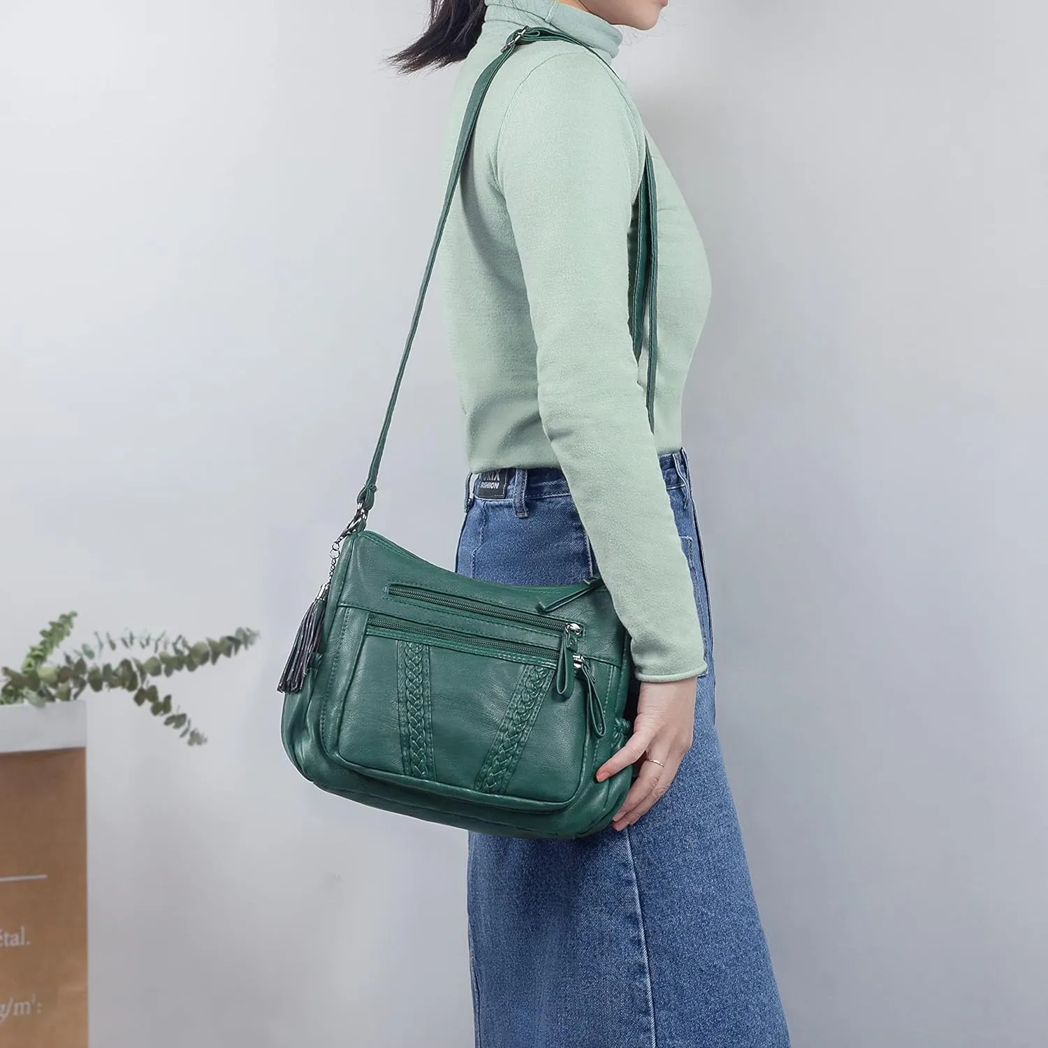 VOLGANIK ROCK Crossbody Bag for Women with Tassel Ladies Soft PU leather Purses and Handbag Pocketbooks