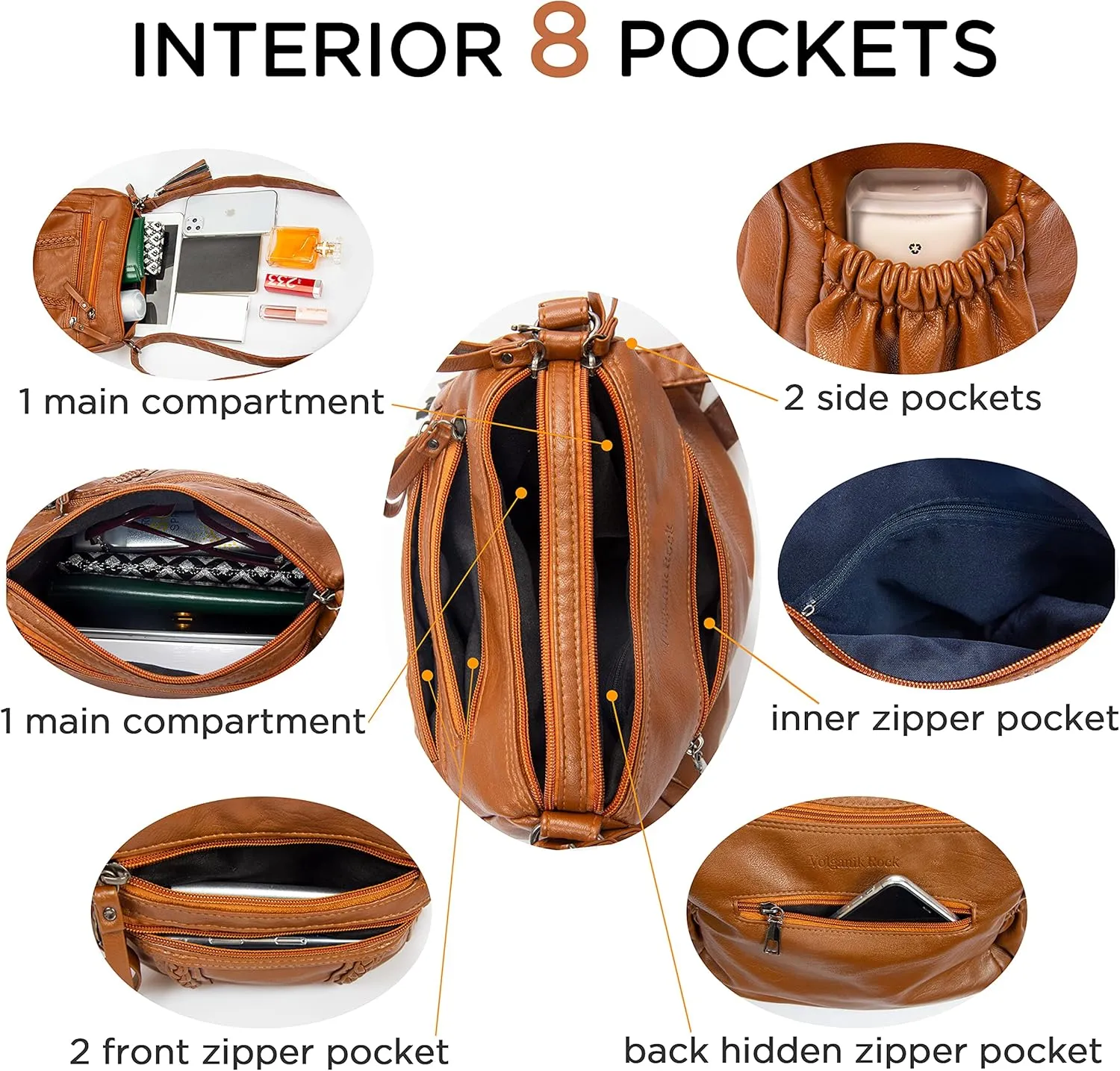 VOLGANIK ROCK Crossbody Bag for Women with Tassel Ladies Soft PU leather Purses and Handbag Pocketbooks