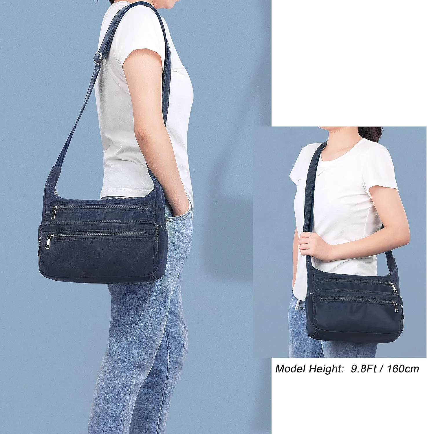 VOLGANIK ROCK RFID Purses for Women Fabric Nylon Multi Pocket Crossbody Bag Ladies Travel Handbag