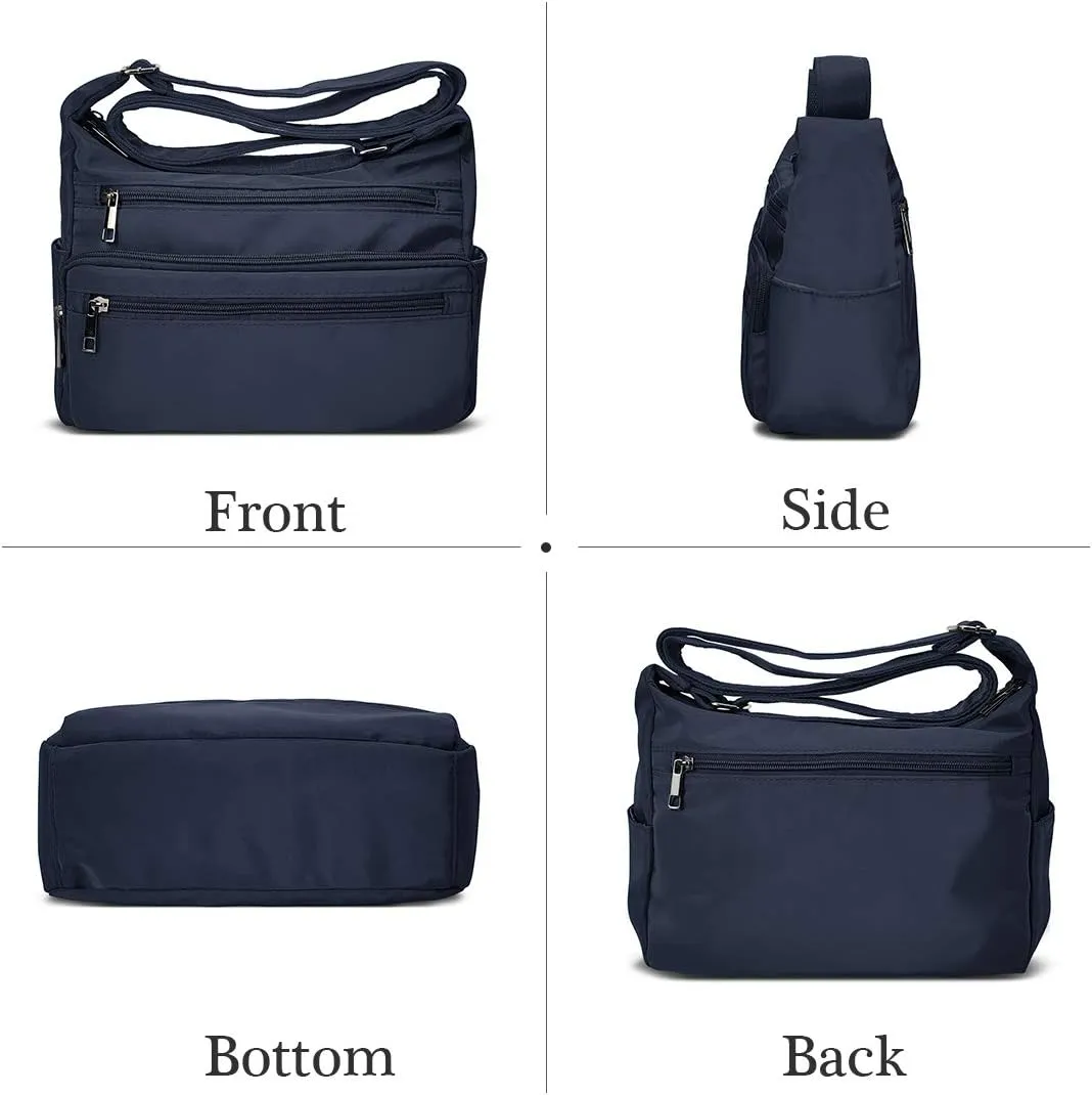 VOLGANIK ROCK RFID Purses for Women Fabric Nylon Multi Pocket Crossbody Bag Ladies Travel Handbag