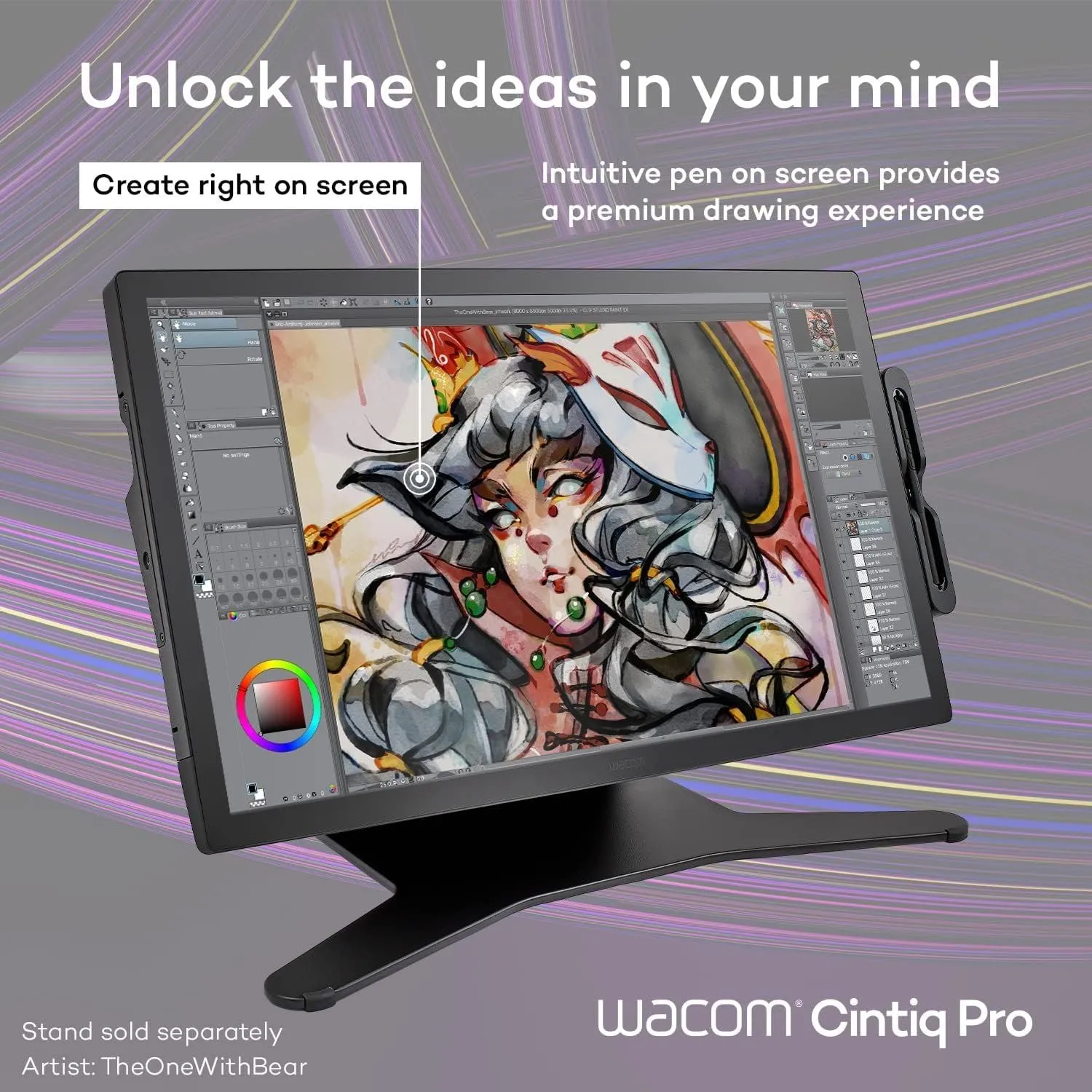 Wacom Cintiq Pro 27 Creative Pen Display (4K Graphic Drawing Monitor with 8192 Pen Pressure and 99% Adobe RGB (DTH271K0A), Black