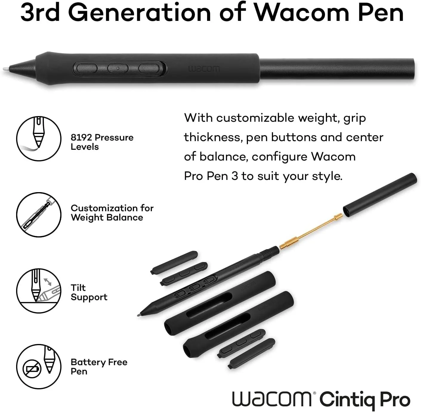 Wacom Cintiq Pro 27 Creative Pen Display (4K Graphic Drawing Monitor with 8192 Pen Pressure and 99% Adobe RGB (DTH271K0A), Black