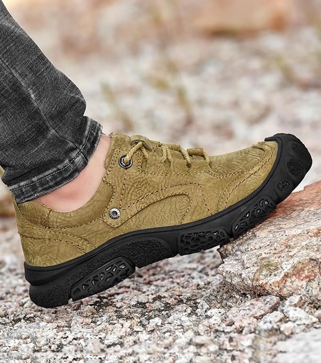 Walking Shoes Mens Leather Hiking Shoes Outdoor Camping Climbing Trekking Shoes