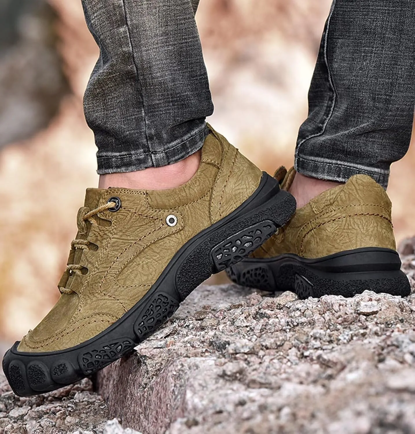 Walking Shoes Mens Leather Hiking Shoes Outdoor Camping Climbing Trekking Shoes