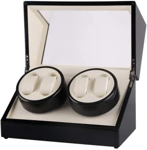 Watch Watch Winder for 4 Watches, Wood Shell Piano Paint Exterior, Carbon Fiber Leather, Extremely Silent Motor Watches Beautiful Home,White