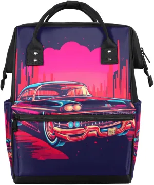 Watercolor Car Diaper Bag Mommy Bags With Adjustable Shoulder Strap Waterproof Multifunction Shoulder Bag Travel Large Capacity Backpack for Moms And Dads
