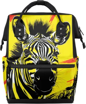 Watercolor Zebras Diaper Bag Mommy Bags With Adjustable Shoulder Strap Waterproof Multifunction Shoulder Bag Travel Large Capacity Backpack for Moms And Dads