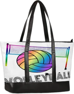 Watercolour Volleyball Laptop Tote Bag for Women Lightweight Work Purse with Multiple Compartments Fits 13-15.6 Inch Laptop Tablet Shoulder Bag for Office Travel Daily Use