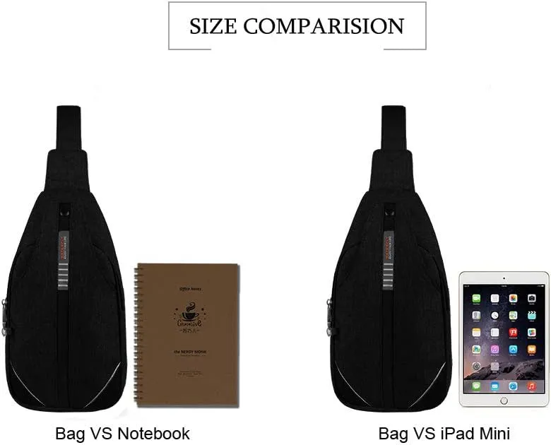 WATERFLY Small Crossbody Sling Backpack Anti Theft Backpack for Traveling Chest Shoulder Bag