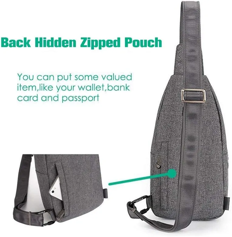 WATERFLY Small Crossbody Sling Backpack Anti Theft Backpack for Traveling Chest Shoulder Bag