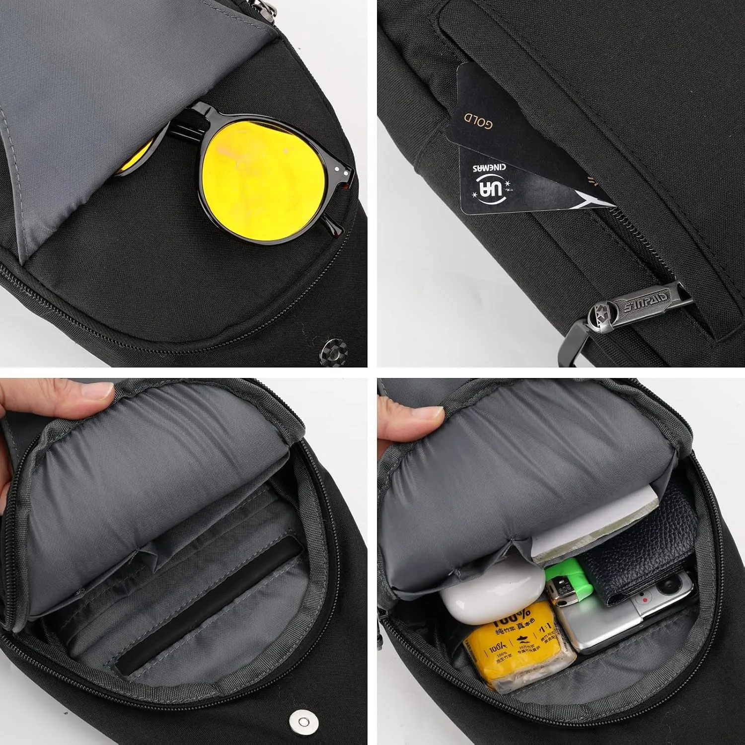 WATERFLY Small Crossbody Sling Backpack Anti Theft Backpack for Traveling Chest Shoulder Bag