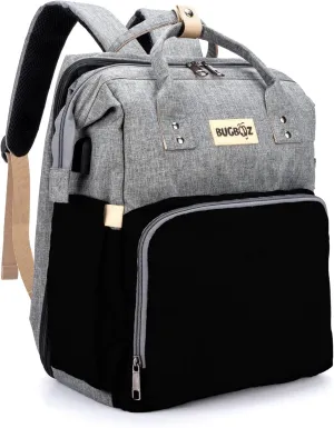 Waterproof Diaper Bag Backpack - Baby Diaper Bag with Changing Station & USB Port - Large Baby Bag with Insulated Pockets for Baby Girls and Boys-Travel Diaper Backpack for Mom (Gray & Black)