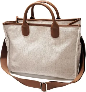 Waterproof Diaper Bag Tote with 2 insulated cooler pockets, Large Travel Diaper Tote for Mom and Dad