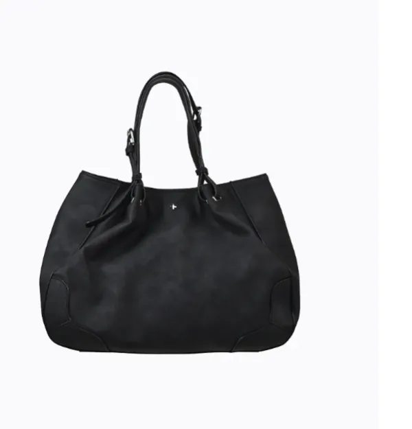 Waverly Faux Nubuck Tote Black Silver