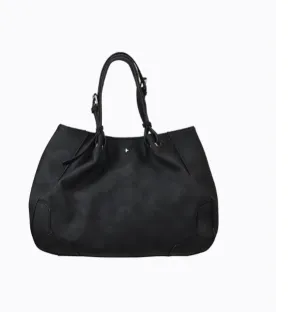 Waverly Faux Nubuck Tote Black Silver