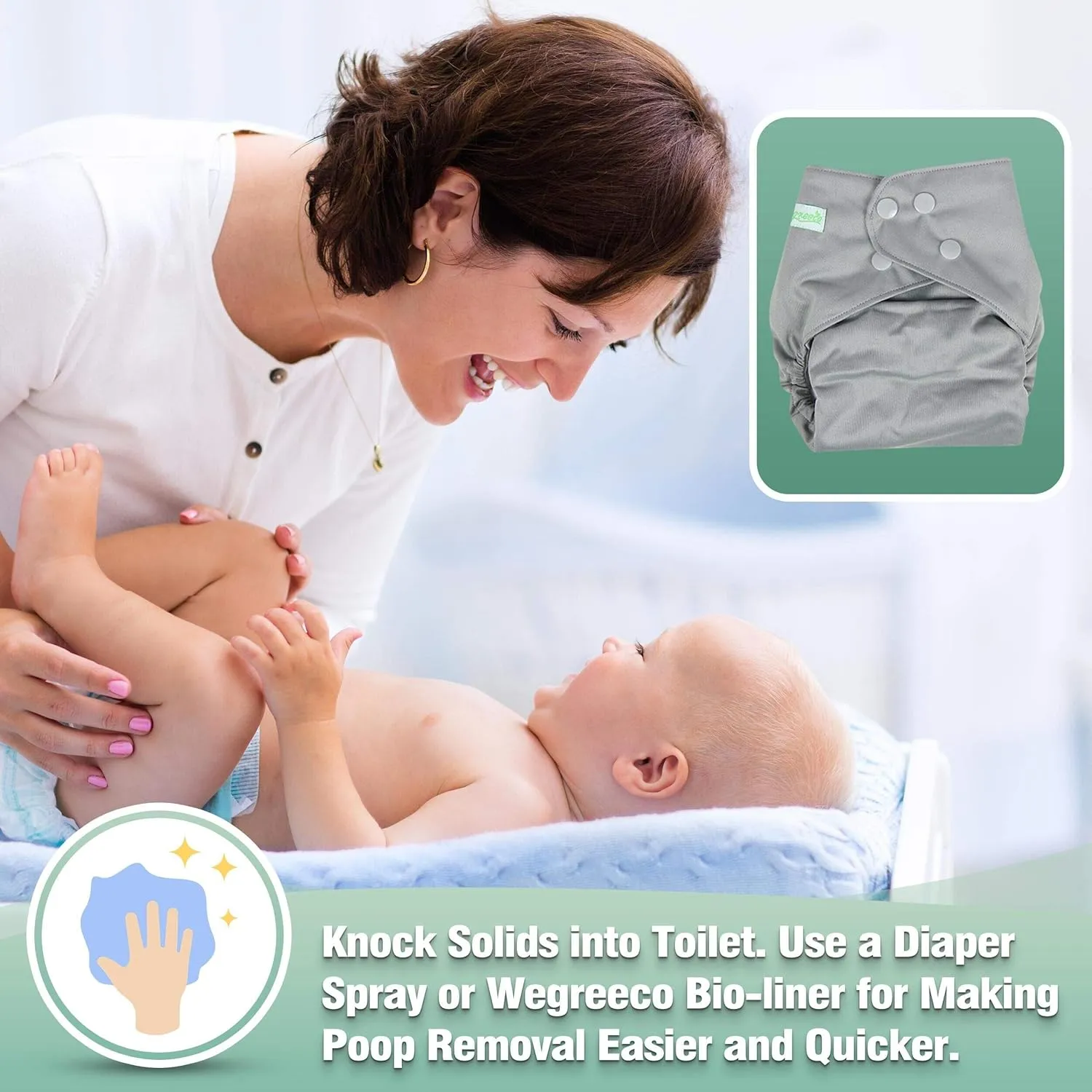 wegreeco Cloth Diapers 6 Pack with 6 Inserts, Washable Cloth Diapers for Babies, One Size Adjustable Reusable Diapers Baby (with 1 Wet Bag,Boy Prints)