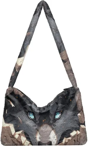 White Brown Snakeskin Texture Ladies Shoulder Bag, Plush Tote Bag Women, Autumn Handbags