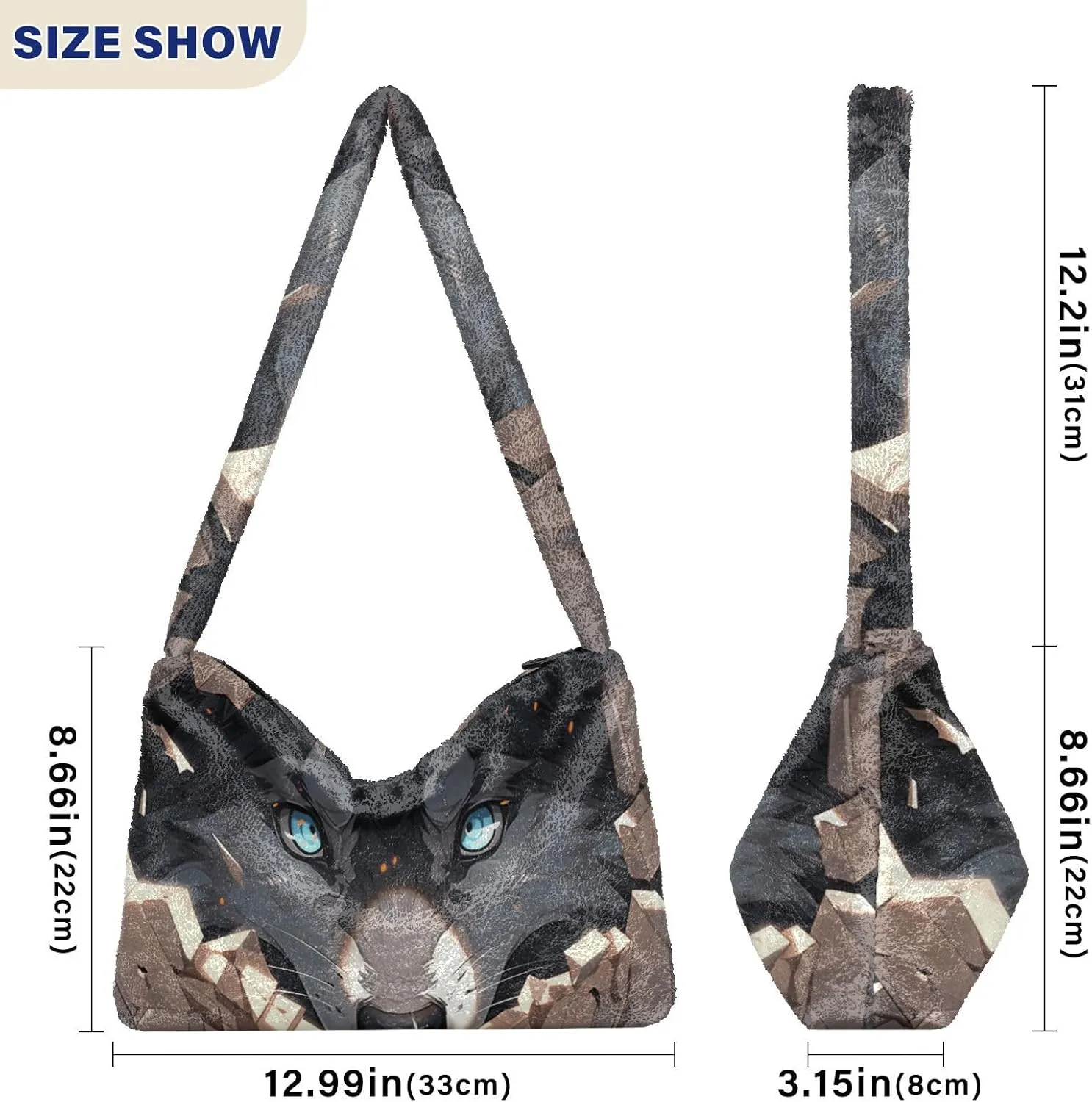 White Brown Snakeskin Texture Ladies Shoulder Bag, Plush Tote Bag Women, Autumn Handbags
