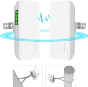 Wireless Bridge Point to Point Outdoor with Mount, 5.8GHz 100Mkbps CPE Outdoor Starlink WiFi Extender, Long Range Access Point with High Gain Antenna for Starlink Internet Network Extension 2-Pack