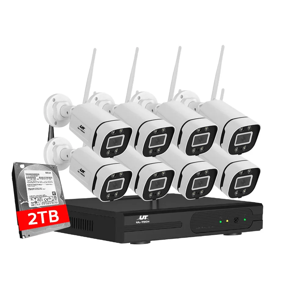 Wireless Cctv Security System 8Ch 3Mp 8 Square Cameras 2Tb