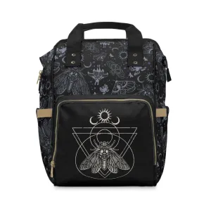 Witchy Cicada Multifunctional Diaper Backpack - Black