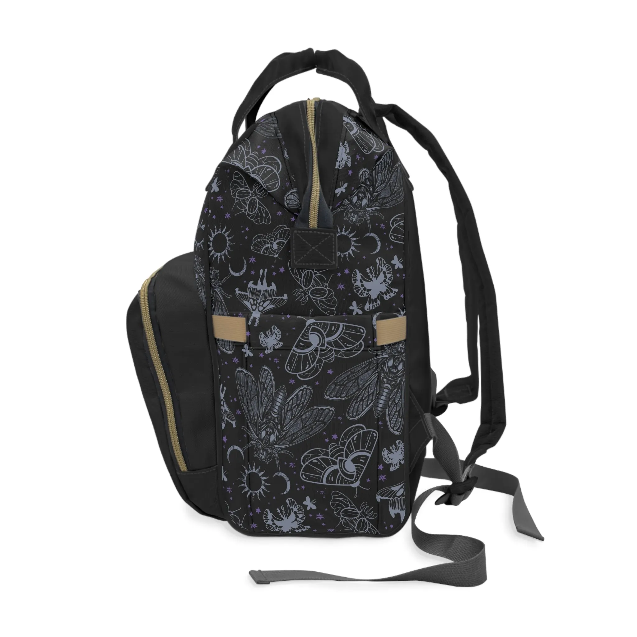 Witchy Cicada Multifunctional Diaper Backpack - Black